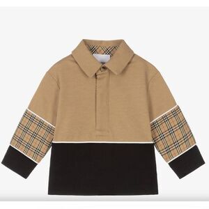 Burberry Beige & Black Checker Baby Polo, Long Sleeves, NWT, 18 mo